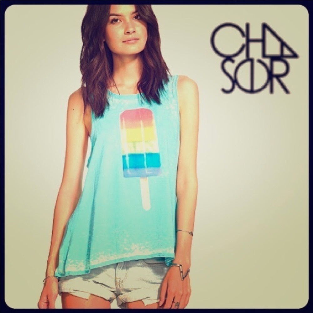 Chaser drape back crew tank NWT size L popsicle